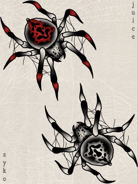 Spider Tattoo Traditional, Spiders Tattoo, 3d Spider Tattoo, Red And Black Spider, Traditional Tattoo Drawings, Geometric Tattoo Pattern, Spider Drawing, Bug Tattoo, Tattoo Outline Drawing