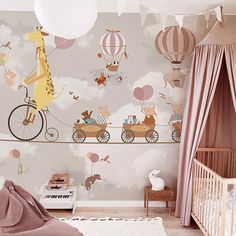 Kids Room Wall Murals, Color For Kids, Kindergarten Wallpaper, Wallpaper Nursery, Nursery Mural, Salou, Nursery Wallpaper, Room Wallpaper, Kids Wallpaper