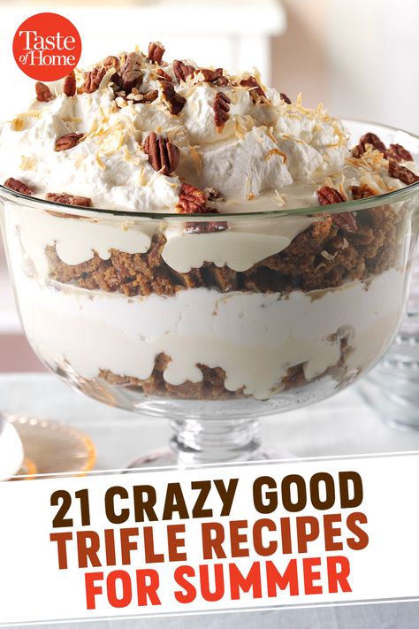 21 Crazy Good Trifle Recipes for Summer Truffles Desserts Layered, Best Trifle Recipes, Summer Trifle Desserts, Sweet Desserts Easy, Trifles Desserts, Easter Trifle Desserts, Summer Trifle Recipes, Triffle Recipe, Sweet Casserole