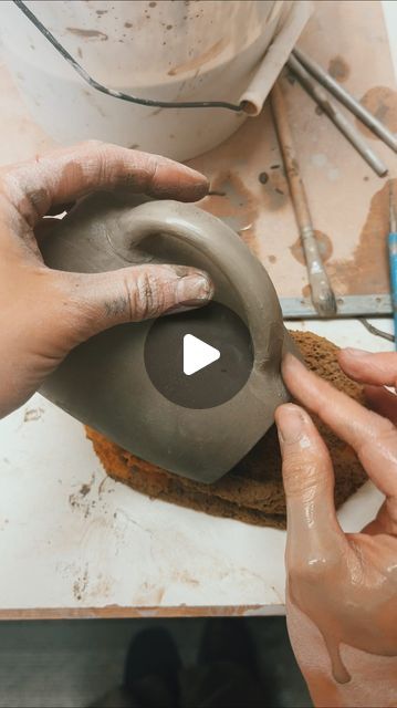 Sarah Diane | Small Batch Ceramic Goods on Instagram: "How I make handles… at least this batch and style.   There are so many ways to make handles, this week I choose the pulling method. And in my opinion, makes the most elegant form. I first pull lots of short pieces in preparation for my mugs. About 2.5 inches long,  and set them to the side. Be sure to slip in score with attaching the handle onto your pottery. I first tap the bottom of the handle to get a nice wide point of attachment and then blend in all the creases once attached. I like to pull the handle on the form again to get a uniform look. I always go back through, add a bit of Clay to any spots that are needing it and blend any problem areas. Always remember to touch up the shape of your handle and make sure that it’s straight Cup Handles, Shape Of You, In My Opinion, My Opinions, I Choose, Small Batch, Always Remember, Touch Up, Small Batches