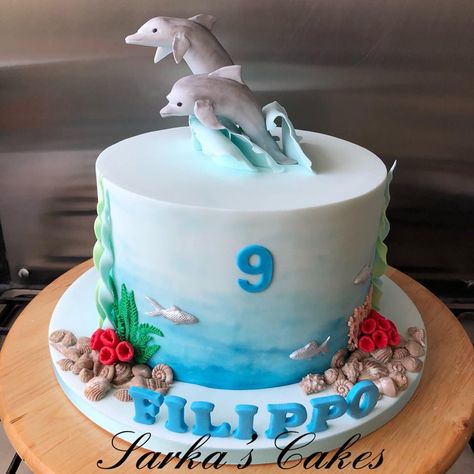 Dolphins Cake, Dolphin Birthday Cakes, Dolphin Cake, Dolphin Birthday, Dolphin Cakes, Cakes For Kids, Dolphin Party, 9th Birthday Cake, Ocean Cakes