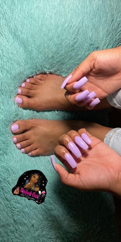 Lavender Mani Pedi, Square Lavender Nails, Lavender Toe Nails, Lavender Toes, Purple Toe Nails, Light Purple Nails, Purple Toes, Gemini Birthday, Purple Acrylic Nails