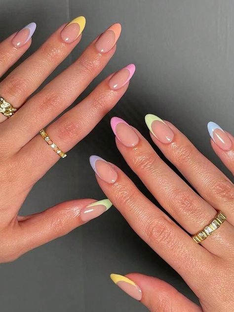 Nagellack Trends, French Tip Acrylic Nails, Pastel Nails, Nail Designs Spring, Nail Designs Summer, Manicure E Pedicure, Artificial Nails, False Nails, Almond Nails