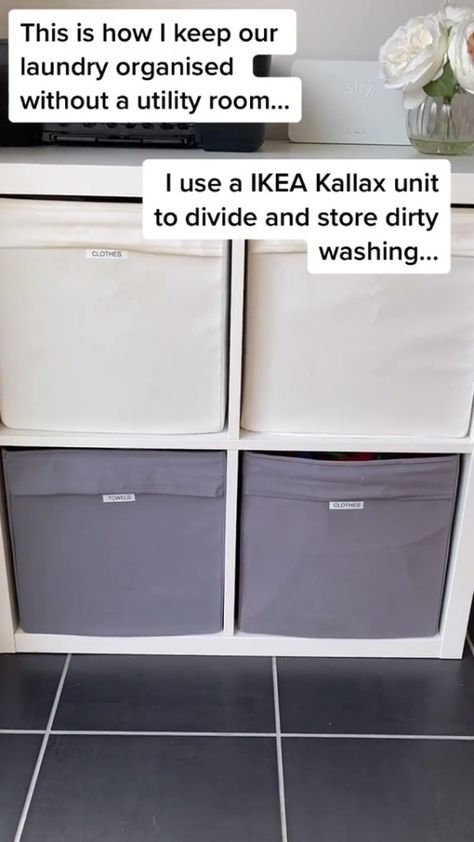 Kallax Laundry Room, Kallax Laundry, Ikea Master, Laundry Storage Solutions, Ikea Kallax Unit, Key Kitchen, Kallax Ikea, Old Room, Laundry Storage