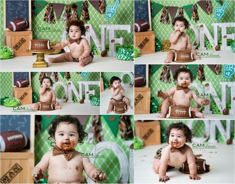 Football cake smash Football Cake Smash, Kids Football Parties, Football First Birthday, Cute Dinner, Photo Theme, Birthday Photo Shoot, Boys 1st Birthday Party Ideas, First Birthday Cake Smash