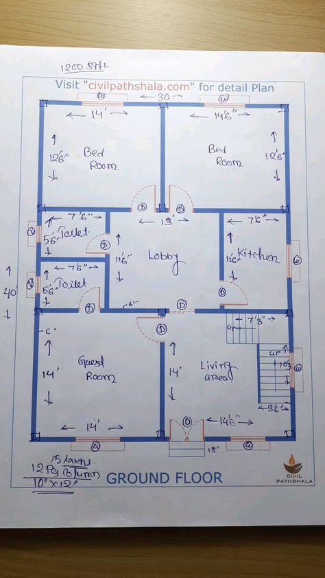 30x40 sq ft Indian House Plan 🏠 | House Design ~ ~ ~ ~ ~ ~ ~ ~ ~ ~ ~ ~ ~ ~ ~ #civilpathshala #civilengineering #floorplans #2dplan… | Instagram Map Of House Design, 3 Bhk House Plan Indian Vastu, 40×40 House Plans, 30x40 House Plans East Facing With Vastu, 30 By 40 House Plans Design, 30×30 House Plan, Home Plans Indian, Floor Plan Design Layout, Home Design Plans Indian