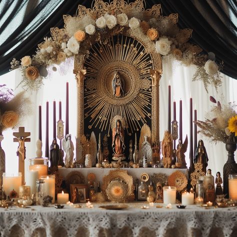 17 Unique Altar Ideas for Your Witchcraft Practice Mary Altar, Witchcraft Practice, Home Altar Catholic, Family Altar, Spiritual Altar, Witch Altar, Altar Ideas, Witchcraft Altar, Catholic Altar