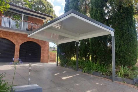 Solar Parking, Cantilever Carport, Car Porch Design, Diy Carport, Carport Kits, Carport Plans, Car Port, Carport Garage, House Balcony Design