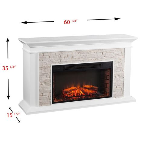 Faux Stone Electric Fireplace, Faux Stacked Stone, Stone Electric Fireplace, White Electric Fireplace, Fireplace White, Best Electric Fireplace, Fireplace Inserts, Stacked Stone, Wall Outlets