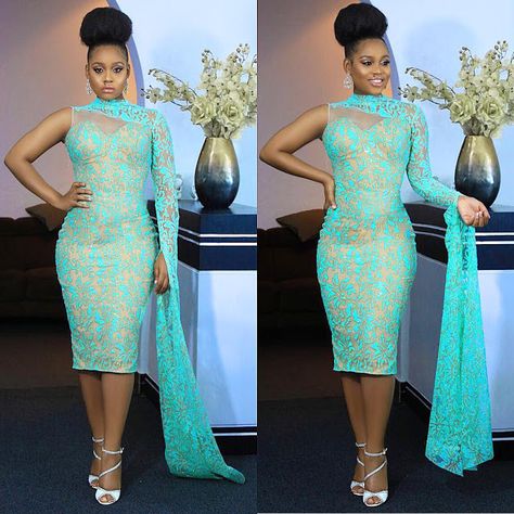 Lovely Aso Ebi Short Dress Styles for Ladies -  DeZango  FacebookTwitterWhatsAppAddThis Lace Short Gown Styles, Nigerian Lace Dress, Dinner Gowns, Nigerian Dress, Nigerian Lace Styles, Robes D'occasion, Lace Gown Styles, Short African Dresses, Lace Dress Styles