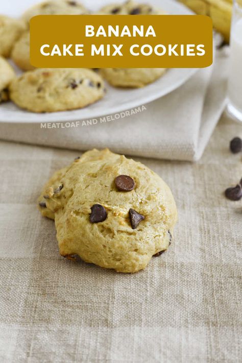 Using Ripe Bananas, Yellow Cake Mix Cookies, Banana Chocolate Chip Cake, Banana Cake Mix, Banana Cookie Recipe, Yellow Cake Mix Recipes, Ripe Banana Recipe, Easy Cookie Recipe, Recipes Using Bananas