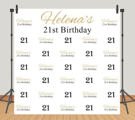 21st Birthday Party Photography Backdrops Personalize Gold Birthday Banner Custom Step and Repeat Ph 21st Birthday Backdrop, Gold Birthday Banner, 21 Party, 70th Birthday Decorations, Birthday Backdrops, Birthday Party Photography, Step And Repeat, Muslin Backdrops, Happy 40th Birthday