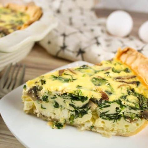 Fresh Spinach Quiche, Mushroom Feta Quiche, Sautéd Mushrooms, Spinach Feta Quiche, Feta Quiche, Mushroom Quiche, Spinach Mushroom, Spinach Quiche, Sliced Meat