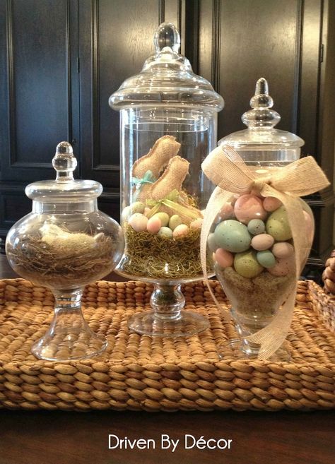 Easter Jars, Large Glass Jars, Driven By Decor, Beautiful Terrariums, Decorating Bookshelves, Decorative Soaps, Easter Decorations Dollar Store, Easter Decorations Vintage, Easter Decorations Outdoor