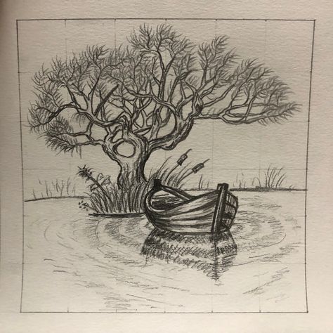 #draw #drawing #boat #tree #lake #sketch Lake Drawing Simple, Lake Drawings Easy, Lake Sketch, Lake With Trees Drawing, Lake Drawings Sketches, Lake Como Drawing, Moose Art, Humanoid Sketch, Lake