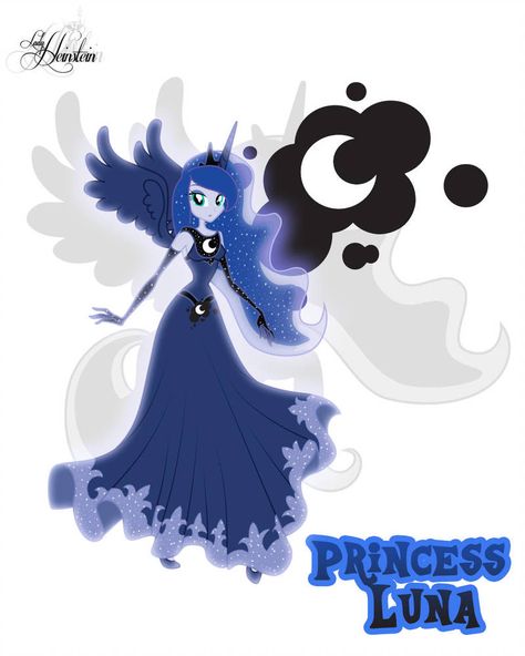 Mlp Luna Human Fanart, Luna Human Form, Princess Luna Human, Human Luna, Mlp Outfits, Luna Anime, Luna Mlp, Magic Princess, Mlp Cutie Marks