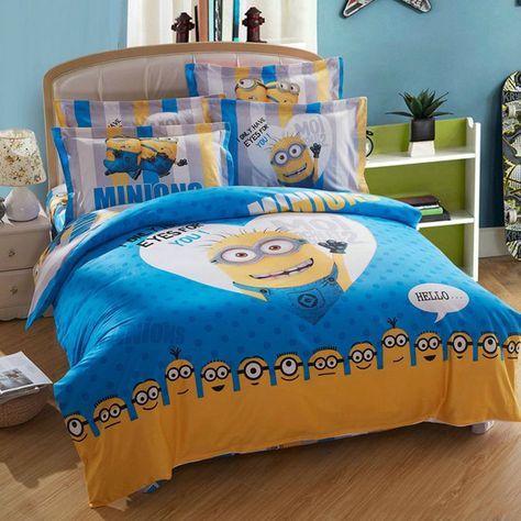 12 Cute Minion Bedding Sets You Can Buy Right Now | Home Design And Interior Disney Princess Toddler Bed, Minion Bedroom, Kids Twin Bed, Twin Bed Sheets, Skull Bedding, Unique Bedding Sets, Cute Bedding, Bedding Sets Online, Kids Bedding Sets