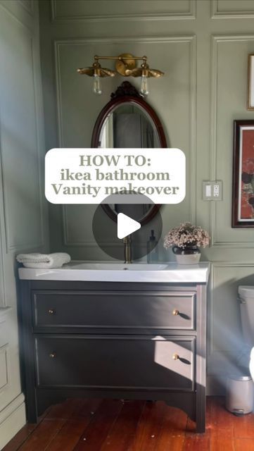 Samantha Marie l Home and DIY on Instagram: "Step by step video on the IKEA Hemnes bathroom vanity ✨makeover✨!   This transformation still blows me away especially considering it cost under $40!!!!   Follow along for more IKEA hacks and DIY projects 🥰🔨  #ikeahack #bathroomremodel #bathroominspiration #ikeahemnes #ikea #vintagebathroom" Ikea Rast Bathroom Vanity Hack, Ikea Hemnes Vanity Hack, Ikea Hemnes Bathroom Vanity, Hemnes Bathroom Vanity Hack, Diy Ikea Bathroom Vanity, Hemnes Vanity Hack, Hemnes Bathroom Vanity, Ikea Bathroom Vanity Hack, Ikea Hemnes Bathroom