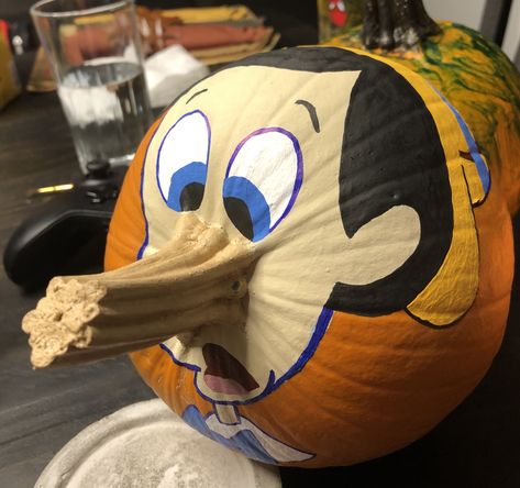 Pinocchio Pumpkin, Pumpkin Carvings, Pinocchio, Pumpkin Decorating, Halloween Treats, Pumpkin Carving, Halloween Crafts, Fun Stuff, Pumpkins