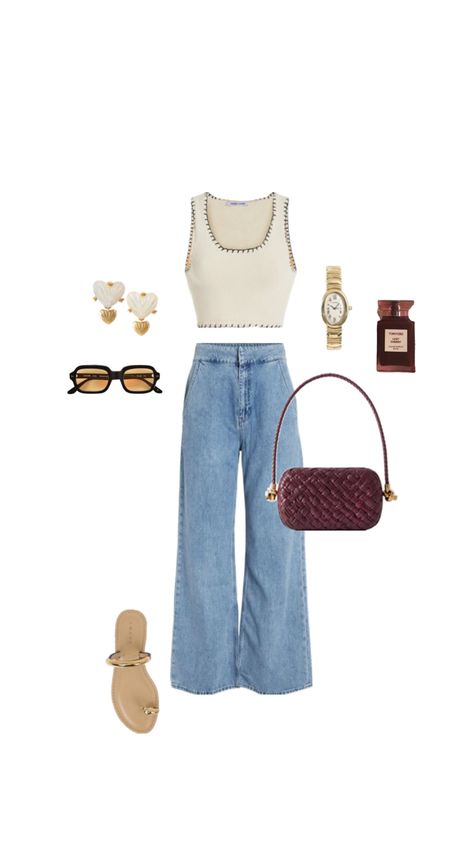 For a laid-back day with friends or your boyfriend, go for a stylish yet comfortable look: pair your favorite jeans with a cute shirt and complete the outfit with a chic burgundy bag. Slip into some comfy sandals to keep the vibe relaxed and effortless. Perfect for casual hangouts or a cozy date! Casual Hangout Outfit, Hangout Outfit, Relax Day, Burgundy Bag, Day With Friends, Comfy Sandals, Cute Shirt, Relaxing Day, Cozy Outfit