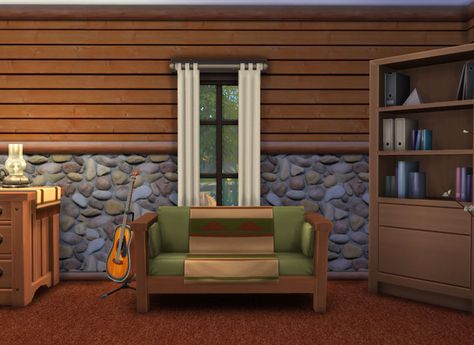 Mod The Sims - Log Cabin Interior Wall Set - 18 Colors Sims 4 Cabin, Log Walls, Log Cabin Interior, Log Wall, Brick Interior, Stone Interior, Cabin Interiors, Sims 4 Update, Sims 4 Build