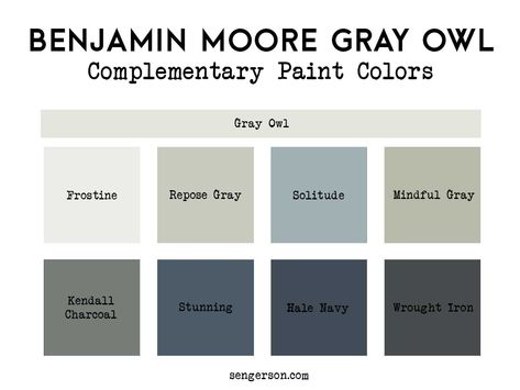 Benjamin Moore Gray Owl Paint Color - Verdict: Not a Neutral Gray Grey Owl Benjamin Moore Color Scheme, Benjamin Moore Gray Owl Color Scheme, Grey Owl Color Scheme, Grey Owl Paint Color, Grey Owl Benjamin Moore Bedroom, Grey Owl Benjamin Moore Complimentary Colors, Gray Owl Benjamin Moore Living Room, Grey Owl Benjamin Moore Living Room, Grey Owl Paint