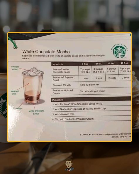 After being fired #Starbucks, the ex-employee took sneaky revenge on the company by leaking every drink's recipe on social media… | Instagram Starbucks Drinks At Home, White Chocolate Sauce, Drinks At Home, White Chocolate Mocha, Starbucks Drinks Recipes, Starbucks Recipes, Chocolate Sauce, Starbucks Drinks, Many People