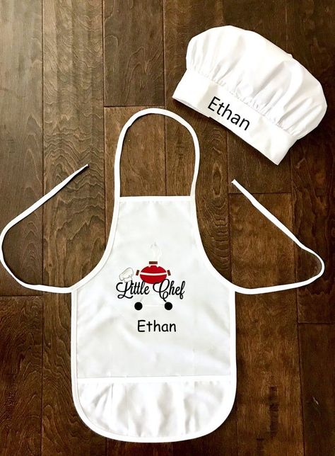 Chef Apron For Kids, Baby Chef, Baby Apron, Kid Chef, Chef Hats, Toddler Safety, Chef Clothes, Grill Apron, Baby Boy Photography