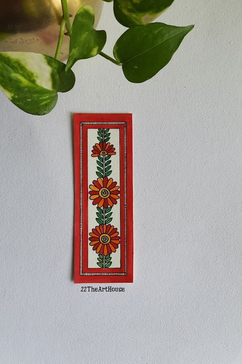 Madhubani Painting Bookmarks, Madhubani Bookmarks, Bangla Art, Bookmark Art, Bookmark Designs, Art Deco Artwork, Lotus Flower Art, Simple Rangoli Border Designs, Creative Bookmarks