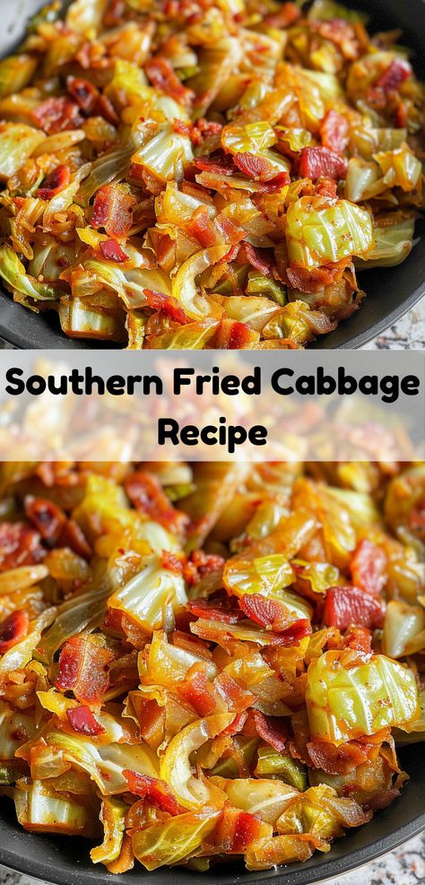 Delicious and easy-to-make Southern fried cabbage. Cajun Cabbage Recipes, Cabbage Recipe Southern Soul Food, Frito Cowboy Cabbage, Smothered Cabbage Southern, How To Make Cabbage, Soul Food Cabbage, Cabbage Southern Style, Fried Cabbage Recipes Easy, Neckbone Recipes Southern Style