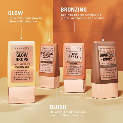 Revolution, Bright Light Glow Highlighter Drops, Illuminating Finish, Golden Star Dew, 0.77 Fl. Oz. Amazon Affiliate Revolution Bright Light, Blush Drops, Bronzing Drops, Sunkissed Skin, Daily Makeup Routine, Lip Scrubs, Blush Highlighter, Body Scrubs, Golden Star