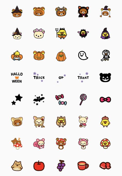 Rilakkuma Pumpkin, Halloween Rilakkuma, Rilakkuma Halloween, Rilakkuma Nails, Halloween Emojis, Rilakkuma Stickers, Bow Emoji, Halloween Emoji, Rilakkuma Wallpaper