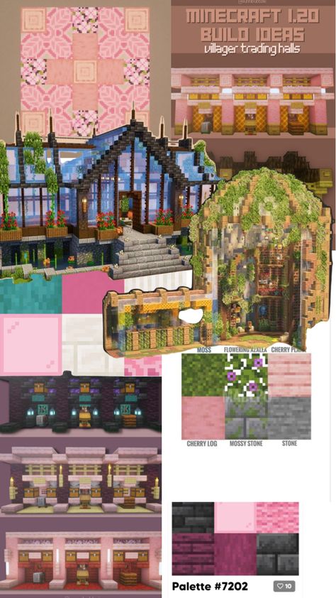 collage of villager trading hall ideas Villager Trading, Minecraft Pasta, Hall Ideas, Minecraft Blocks, Trading Places, Minecraft House Tutorials, Minecraft Tips, Minecraft Inspo, Hall Design