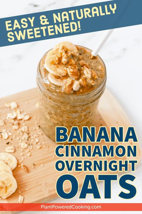 Overnight Oats Banana Cinnamon, Overnight Oats Healthy Nut Free, Overnight Dairy Free Oats, Easy Banana Overnight Oats, Overnight Oats With Cinnamon, Overnight Oats Nut Free, Overnight Oats With Banana Healthy, Nut Free Overnight Oats, Non Dairy Overnight Oats