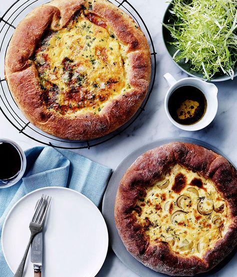 Leek and cheese flamiches - Gourmet Traveller Leek Recipes, Brioche Recipe, Tomato Tart, Savory Tart, Savoury Baking, Cheesy Recipes, Sausage Rolls, French Cooking, Beer Recipes