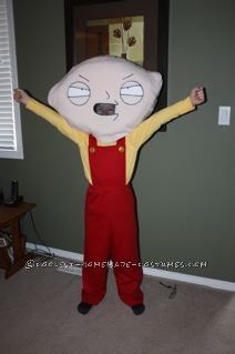 I created this Stewie Griffin Costume for my 10 year old son and it was a big hit!  When he was trick or treating, he was getting handful's of candy while Family Guy Costumes, Griffin Costume, Et Halloween Costume, Halloween School Treats, Stewie Griffin, Cartoon Cosplay, Last Halloween, Puff Paint, Homemade Costumes