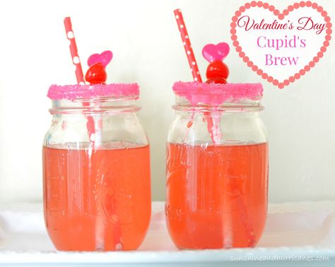 Cupid's Brea - A Quick and Easy Pink Drink Perfect for Valentine's Day or Any Other Loved Filled Special Occasion. A Fun Treat for a School Party too! Valentines Day Recipes, Valentine Drinks, Valentine's Day Celebration, Valentine Dinner, Valentines Day Food, Valentine Theme, Valentine's Day Recipes, My Funny Valentine, Pink Drinks