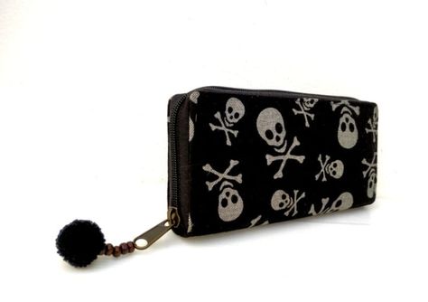 "This black Skull wallet has been from cotton Fabric made to a unique high quality artisan Wallet Details: * 8 credit card card slots * 4 large separated compartments for cash, coins, etc. * 1 zippered middle pocket for coins etc * Interior lining is made of black cotton fabric. Material : 100% black cotton fabric The inside wallet lined black cotton fabric One zipper Measurements: Length : 7.5\" (19.5 cm) Height : 4\" (10.16 cm) Width :1\" Please Visit our store: https://www.etsy.com/shop/Aviva Denim Wallet, Skull Wallet, Boho Purse, Black Cotton Fabric, Vegan Wallet, Colorful Backpacks, Hippie Bags, Women Wallet, Boho Purses