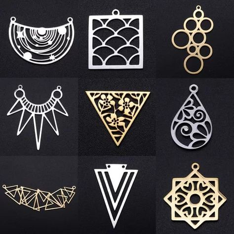 5pcs/lot 100% Stainless Steel Star Moon Cloud Charms Pendant For Necklaces Wholesale Sun Charms For Diy Jewelry Making - Charms - AliExpress Snake Ring Gold, Art Jewelry Design, Laser Cut Jewelry, Laser Art, Diy Earring, Earring Charms, Boho Diy, Jewelry Pendant, Stainless Steel Earrings