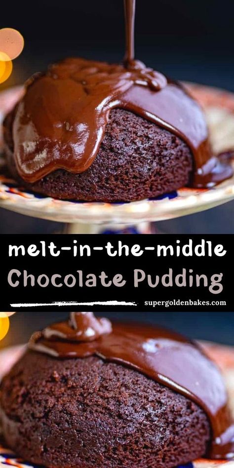 This amazing melt-in-the-middle Chocolate Pudding is quick and easy to prepare. Steam the pudding in your slow cooker or a pot and serve with rich chocolate sauce – delicious! Chocolate Steamed Pudding, Steamed Pudding Recipes, Hot Chocolate Pudding, Xmas Breakfast, Chocolate Christmas Pudding, Small Chocolate Cake, Easy Chocolate Pudding, Hot Puddings, Snacking Cake