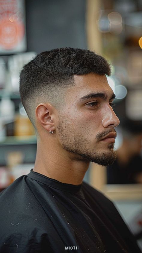 24 Crew Cut Inspirations for the Fashion-Forward Man Short Man Haircut Fade, Side Fade Short Haircut Men, Men Fades Haircuts, Short Hairstyles Men Fade Haircut Styles, Men Haircut Mid Fade, Mid Fade With Beard, Short Haircut Men Black, Regular Haircut Men, Med Fade Haircut Men