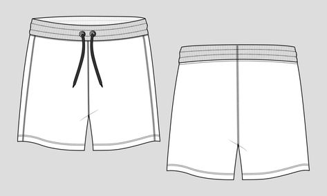 Technical Drawing Fashion, Shorts Template, Fashion Flat Sketch, Shorts Drawing, Pants Drawing, Illustration Template, Man Sketch, Drawing Fashion, Boy Drawing