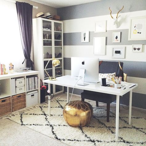 Weekend Recap - Crystalin Marie Home Office Gym Combo Layout, Home Office Gym Combo, Office Gym Combo, Workspace Design Office, Office Furniture Layout, White Office Furniture, Cheap Office Furniture, Office Design Inspiration, Home Office Layout