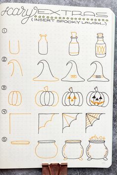 Notesbog Design, Bullet Journal Halloween, Trin For Trin Tegning, Bullet Journal October, Sketch Note, Halloween Fest, Creating A Bullet Journal, Bullet Journal Paper, Bullet Journal Mood