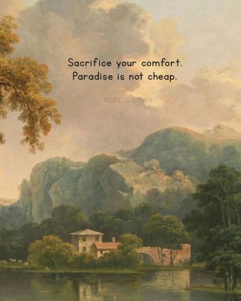 Sacrifice your comfort. Paradise is not cheap. . . . . . . . . . . . . . . . . . . . . . . . . . . . . . . . #islam , #muslim , #allah , #quran , #islamicquotes , #muslimah , #sunnah , #islamic Life Is Peaceful Quotes, Quotes Of Quran, Cute Islamic Quotes, Islamic Aesthetic Quotes, Travel Quotes Aesthetic, Deen Aesthetic, Aesthetic Islamic Quotes, Islamic Quotes Aesthetic, Words Quotes Aesthetic