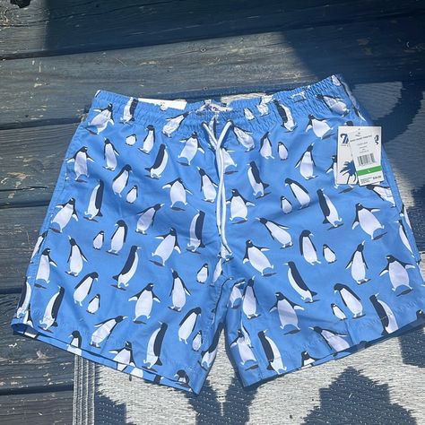 Brand New Swim Trunks Men’s Sz Large Surf Swim Board Shorts Penguins Blue Black Lined With Pockets Swim Brands, Mens Trunks, Blue Black Color, Swimming Trunks, Mens Swim Trunks, Swim Suit, Swim Trunks, Board Shorts, Penguins