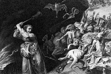 Burn them alive: A representation of the medieval perception of witches as malevolent, devilish forces. Titus Andronicus, Book Of Joshua, Witch History, New Testament Books, History Quiz, France Culture, Bible Illustrations, Bible Characters, Hebrew Bible