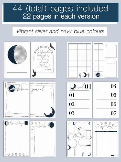 Bullet Point Journal Set Celestial Moon and Stars Theme for - Etsy Star Bujo Theme, Moon Planner Printable, Celestial Journal Printables, Bullet Journal Space Theme, Celestial Bullet Journal Theme, Bullet Journal Printables, Bullet Journal Mood, Dream Journal, Bullet Journal Themes