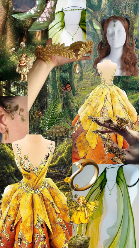 #aesthetic #moodboard #fairycore #fairy #green #yellow #nature Yellow Fairy Outfit, Yellow Fairy Costume Halloween, Yellow Fairy Dress, Yellow Fairy, Green Fairy Dress For Spring Dress-up, Yellow Fairy Aesthetic, Green Fairy Wings Aesthetic, Fairy Dress Aesthetic, Yellow Fairy Wings