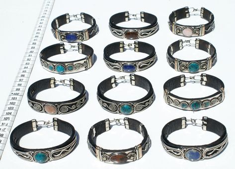 Bracelets of leather and metal, Peruvian Natural Handmade Jewelry in Bulk Handmade Leather Jewelry, Handmade Leather Bracelets, Leather Bangle, Leather Bracelets, Gemstone Jewellery, Creative Jewelry, Leather Jewelry, Handmade Leather, Leather Fashion